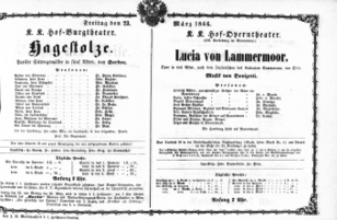Theaterzettel (Oper und Burgtheater in Wien) 18660323 Seite: 1
