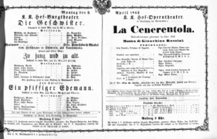 Theaterzettel (Oper und Burgtheater in Wien) 18660409 Seite: 1