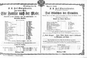 Theaterzettel (Oper und Burgtheater in Wien) 18660424 Seite: 1