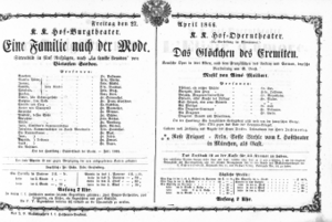 Theaterzettel (Oper und Burgtheater in Wien) 18660427 Seite: 1