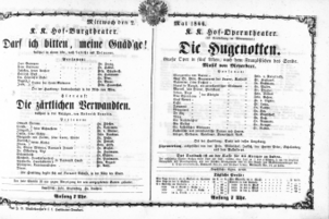 Theaterzettel (Oper und Burgtheater in Wien) 18660502 Seite: 1