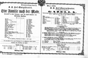 Theaterzettel (Oper und Burgtheater in Wien) 18660503 Seite: 1