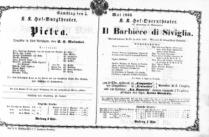 Theaterzettel (Oper und Burgtheater in Wien) 18660505 Seite: 1