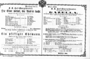 Theaterzettel (Oper und Burgtheater in Wien) 18660507 Seite: 1
