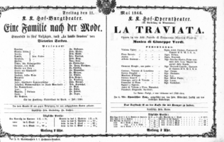 Theaterzettel (Oper und Burgtheater in Wien) 18660511 Seite: 1