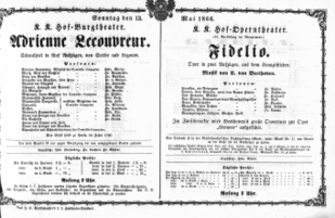 Theaterzettel (Oper und Burgtheater in Wien) 18660513 Seite: 1