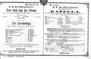 Theaterzettel (Oper und Burgtheater in Wien) 18660514 Seite: 1