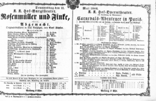 Theaterzettel (Oper und Burgtheater in Wien) 18660517 Seite: 1