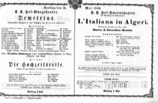 Theaterzettel (Oper und Burgtheater in Wien) 18660518 Seite: 1