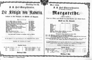 Theaterzettel (Oper und Burgtheater in Wien) 18660525 Seite: 1