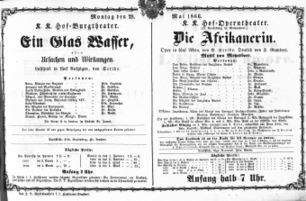Theaterzettel (Oper und Burgtheater in Wien) 18660528 Seite: 1
