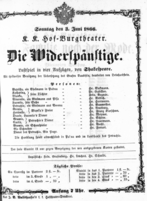 Theaterzettel (Oper und Burgtheater in Wien) 18660603 Seite: 1