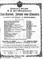 Theaterzettel (Oper und Burgtheater in Wien) 18660605 Seite: 1