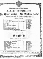 Theaterzettel (Oper und Burgtheater in Wien) 18660606 Seite: 1