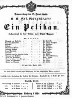 Theaterzettel (Oper und Burgtheater in Wien) 18660607 Seite: 1