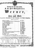 Theaterzettel (Oper und Burgtheater in Wien) 18660612 Seite: 1
