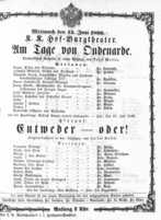 Theaterzettel (Oper und Burgtheater in Wien) 18660613 Seite: 1