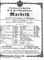 Theaterzettel (Oper und Burgtheater in Wien) 18660614 Seite: 1