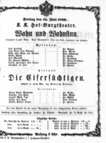 Theaterzettel (Oper und Burgtheater in Wien) 18660615 Seite: 1