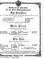 Theaterzettel (Oper und Burgtheater in Wien) 18660618 Seite: 1