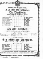 Theaterzettel (Oper und Burgtheater in Wien) 18660619 Seite: 1