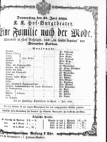 Theaterzettel (Oper und Burgtheater in Wien) 18660621 Seite: 1
