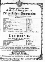 Theaterzettel (Oper und Burgtheater in Wien) 18660625 Seite: 1