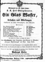 Theaterzettel (Oper und Burgtheater in Wien) 18660627 Seite: 1