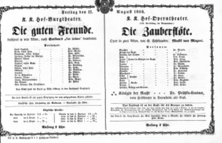 Theaterzettel (Oper und Burgtheater in Wien) 18660817 Seite: 1