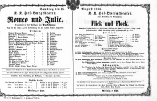 Theaterzettel (Oper und Burgtheater in Wien) 18660818 Seite: 1