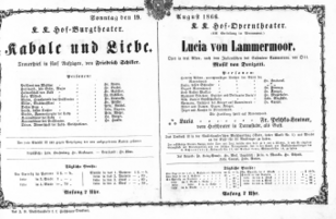 Theaterzettel (Oper und Burgtheater in Wien) 18660819 Seite: 1