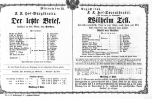 Theaterzettel (Oper und Burgtheater in Wien) 18660822 Seite: 1