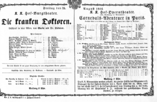 Theaterzettel (Oper und Burgtheater in Wien) 18660824 Seite: 1