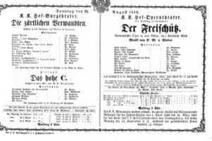 Theaterzettel (Oper und Burgtheater in Wien) 18660826 Seite: 1
