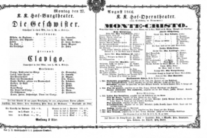 Theaterzettel (Oper und Burgtheater in Wien) 18660827 Seite: 1