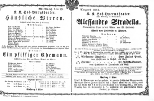 Theaterzettel (Oper und Burgtheater in Wien) 18660829 Seite: 1