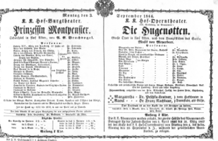 Theaterzettel (Oper und Burgtheater in Wien) 18660903 Seite: 1