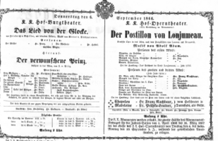 Theaterzettel (Oper und Burgtheater in Wien) 18660906 Seite: 1