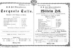 Theaterzettel (Oper und Burgtheater in Wien) 18660911 Seite: 1
