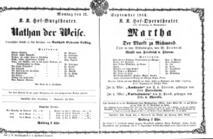 Theaterzettel (Oper und Burgtheater in Wien) 18660917 Seite: 1