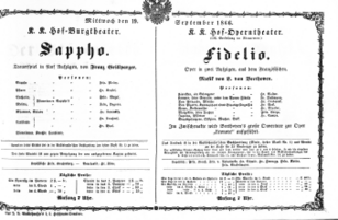 Theaterzettel (Oper und Burgtheater in Wien) 18660919 Seite: 1