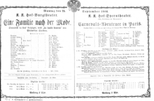 Theaterzettel (Oper und Burgtheater in Wien) 18660924 Seite: 1