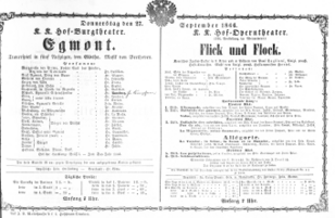 Theaterzettel (Oper und Burgtheater in Wien) 18660927 Seite: 1