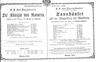 Theaterzettel (Oper und Burgtheater in Wien) 18661004 Seite: 1