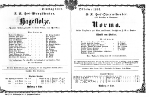 Theaterzettel (Oper und Burgtheater in Wien) 18661009 Seite: 1