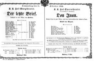 Theaterzettel (Oper und Burgtheater in Wien) 18661011 Seite: 1