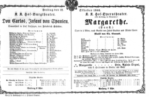 Theaterzettel (Oper und Burgtheater in Wien) 18661012 Seite: 1
