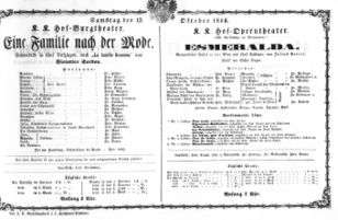 Theaterzettel (Oper und Burgtheater in Wien) 18661013 Seite: 1