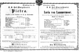 Theaterzettel (Oper und Burgtheater in Wien) 18661016 Seite: 1