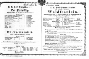 Theaterzettel (Oper und Burgtheater in Wien) 18661023 Seite: 1